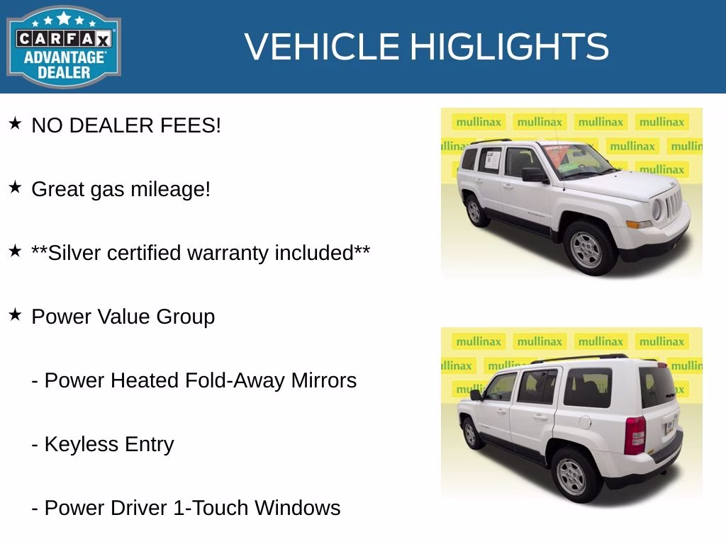 2016 Bright White Clearcoat Jeep Patriot Sport FWD SUV
