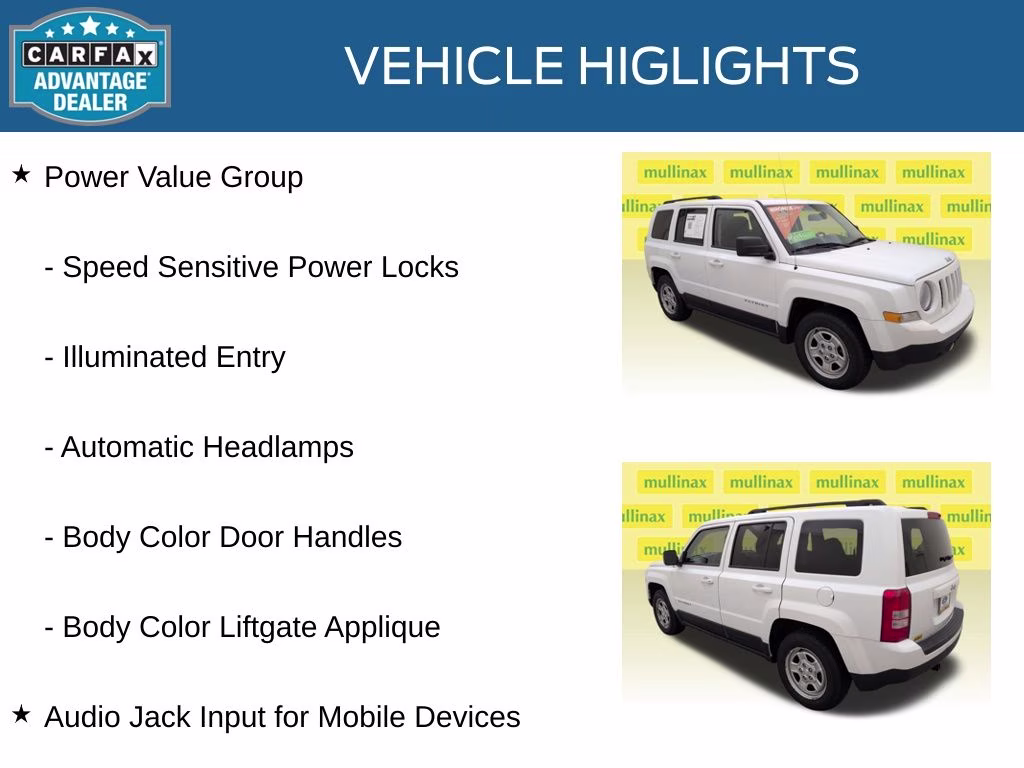2016 Bright White Clearcoat Jeep Patriot Sport FWD SUV