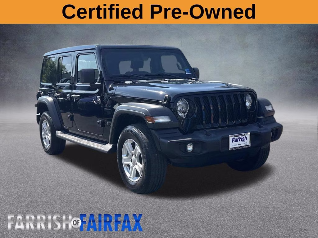 2022 Black Clearcoat Jeep Wrangler Unlimited Sport S W/ SKY ONE TOUCH 4X4 SUV