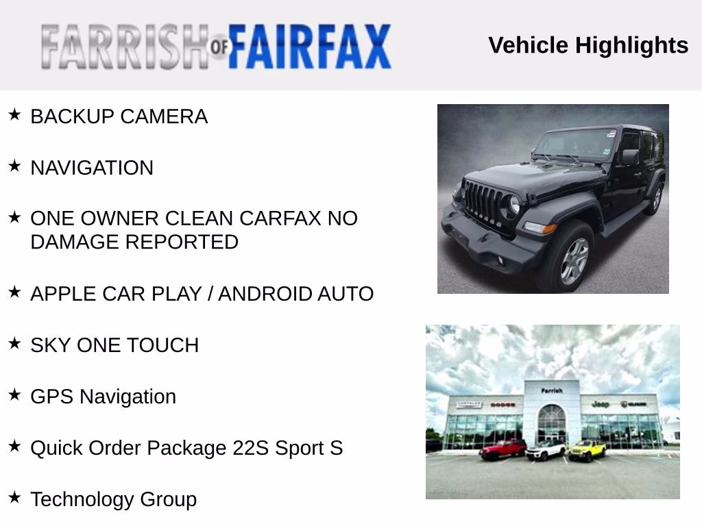 2022 Black Clearcoat Jeep Wrangler Unlimited Sport S 4X4 SUV