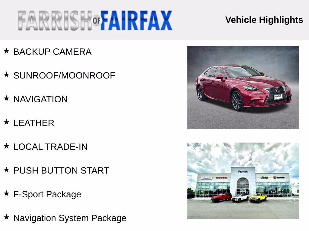 2015 Matador Red Mica Lexus IS 350 AWD Sedan