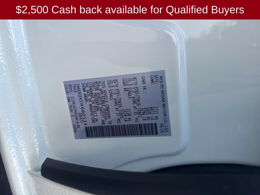 2026 Glacier White Nissan Frontier S 4X4 Truck