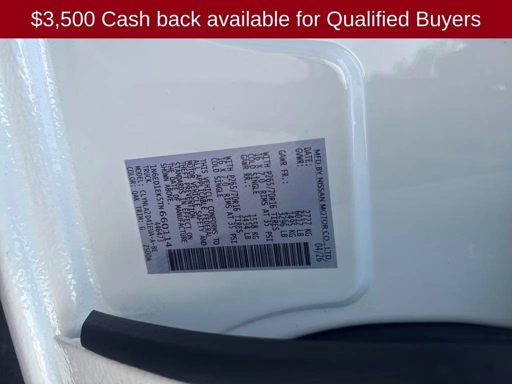 2026 Glacier White Nissan Frontier S 4X4 Truck