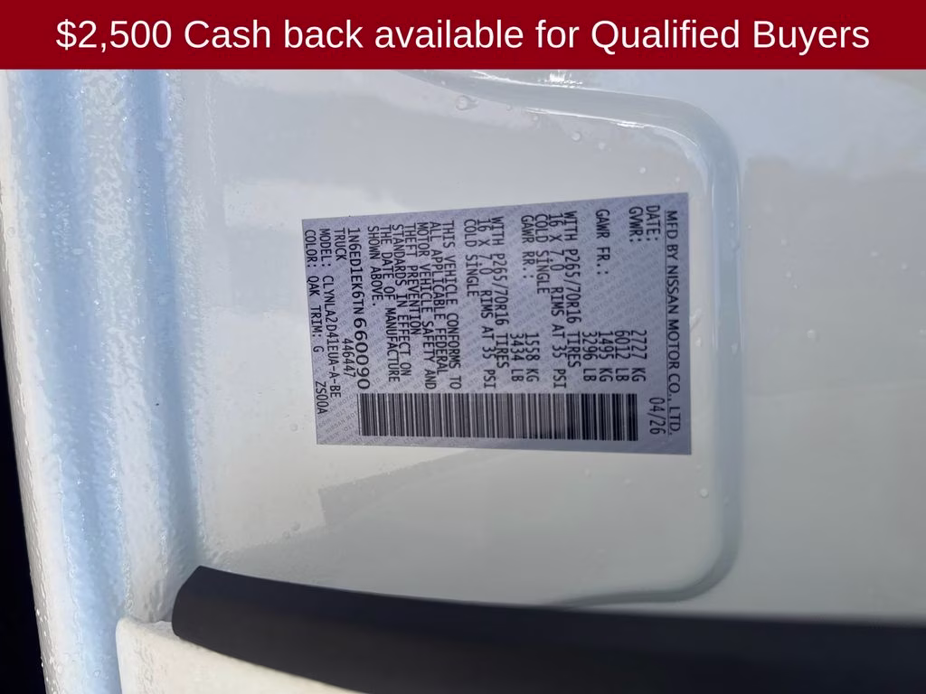 2026 Glacier White Nissan Frontier S 4X4 Truck