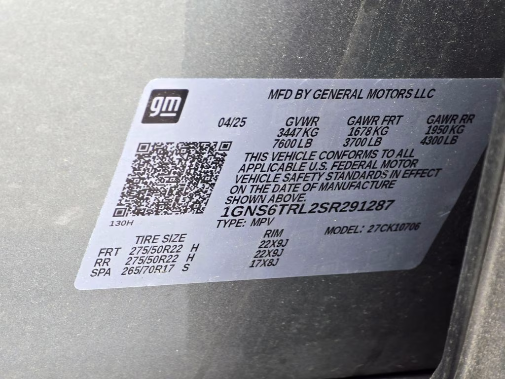 2025 Sterling Gray Metallic Chevrolet Tahoe High Country 4X4 SUV