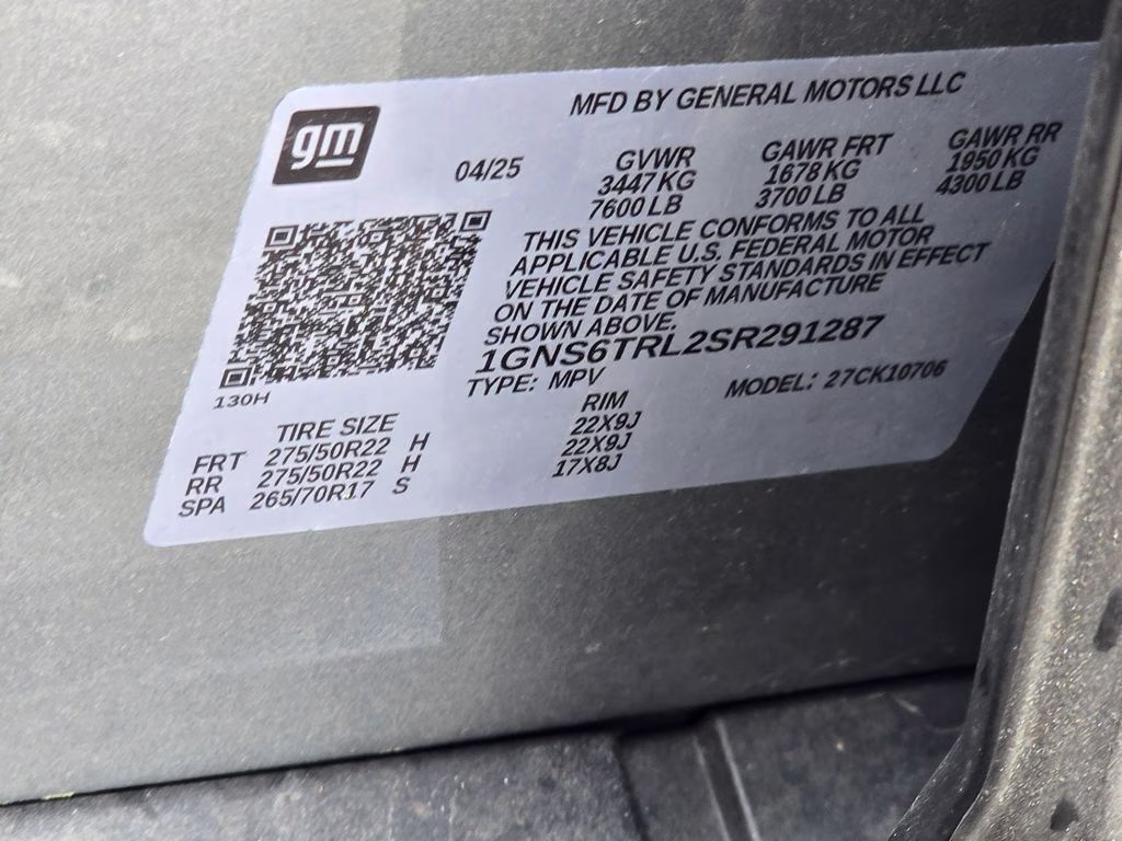 2025 Sterling Gray Metallic Chevrolet Tahoe High Country 4X4 SUV