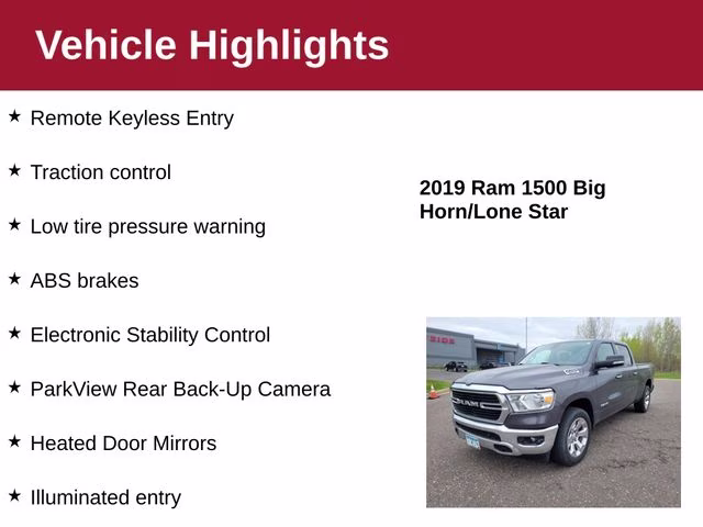 2019 Granite Crystal Metallic Clearcoat Ram 1500 Big Horn 4X4 Truck