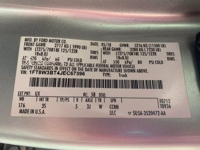 2018 Ingot Silver Metallic Ford Super Duty F-350 SRW XLT 4X4 Truck