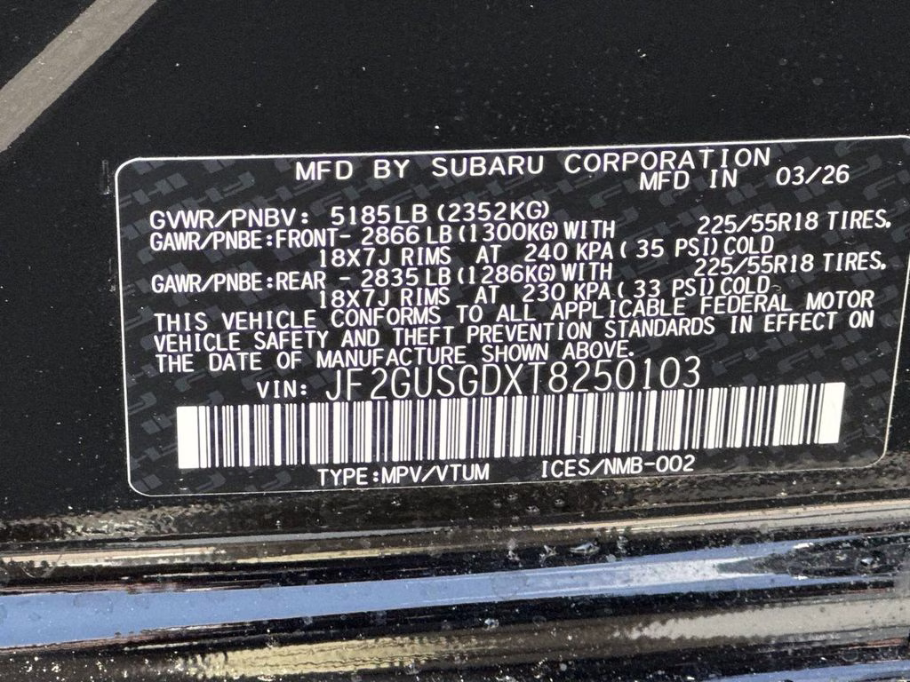 2026 Crystal Black Silica Subaru Crosstrek Hybrid Sport AWD SUV