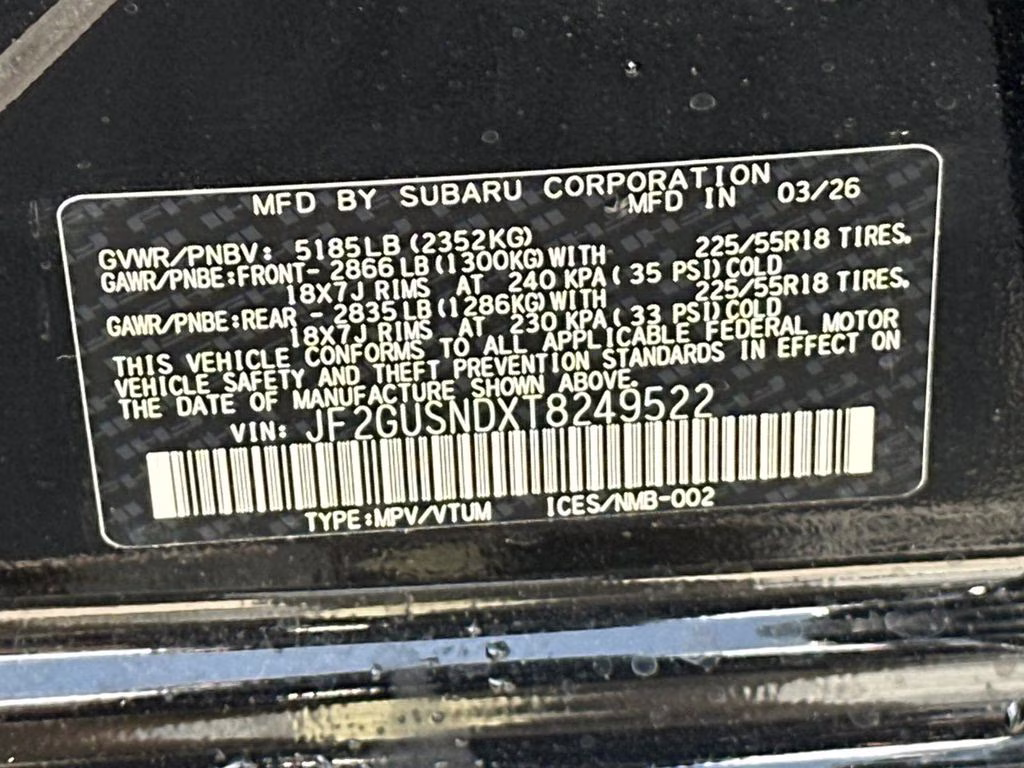 2026 Crystal Black Silica Subaru Crosstrek Hybrid Limited AWD SUV