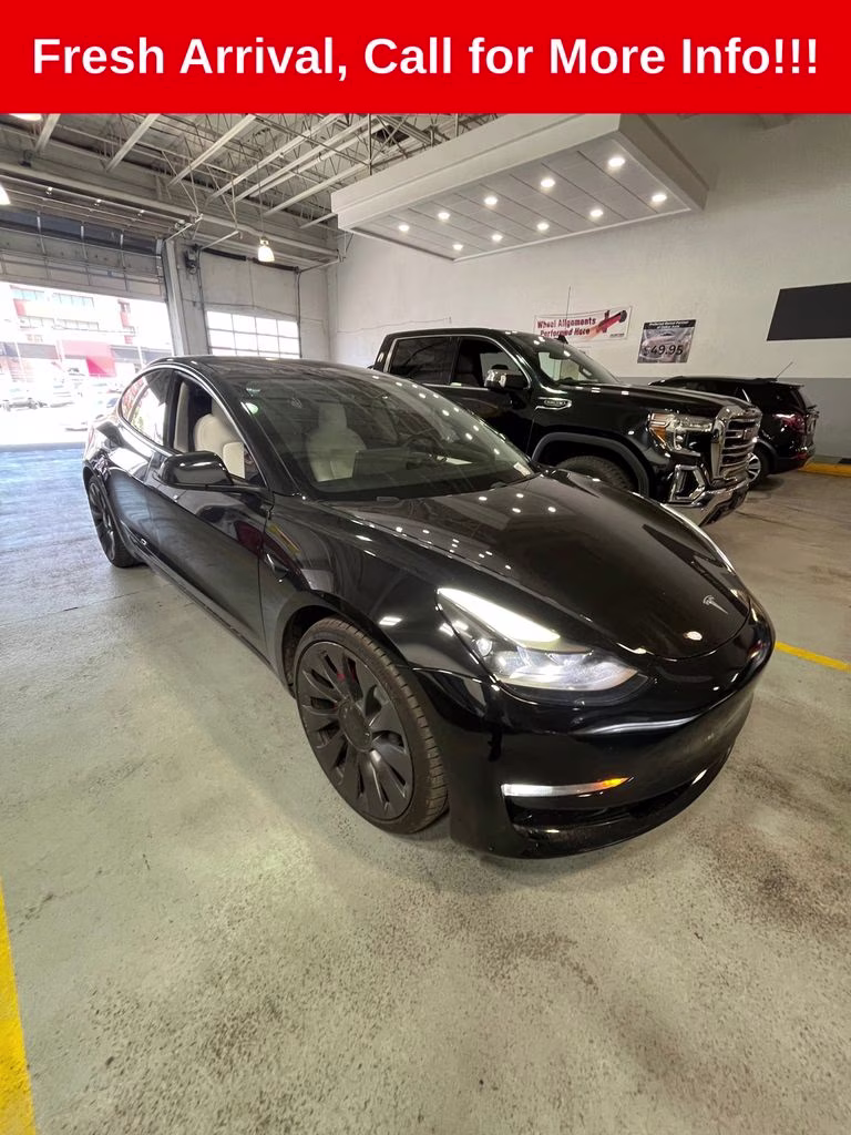 2021 Solid Black Tesla Model 3 Performance AWD Sedan