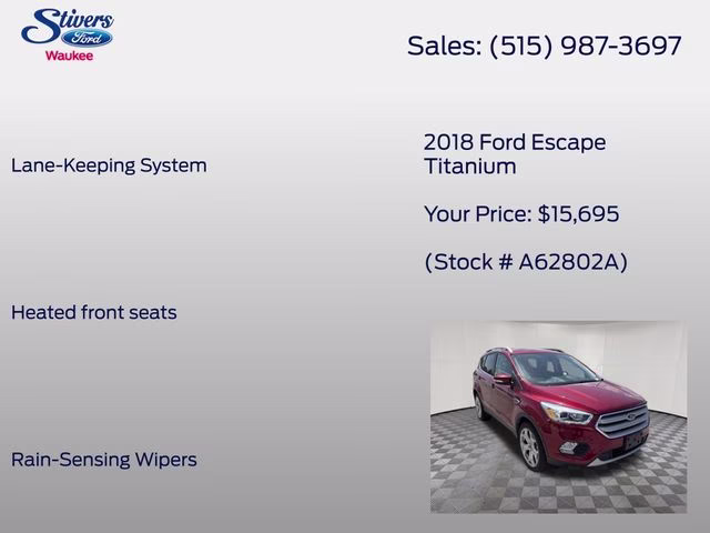 2018 Ruby Red Metallic Ford Escape Titanium 4X4 SUV