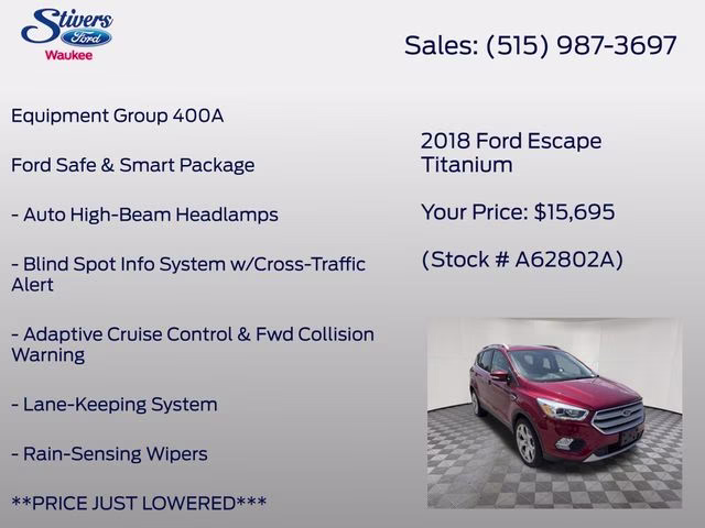2018 Ruby Red Metallic Ford Escape Titanium 4X4 SUV