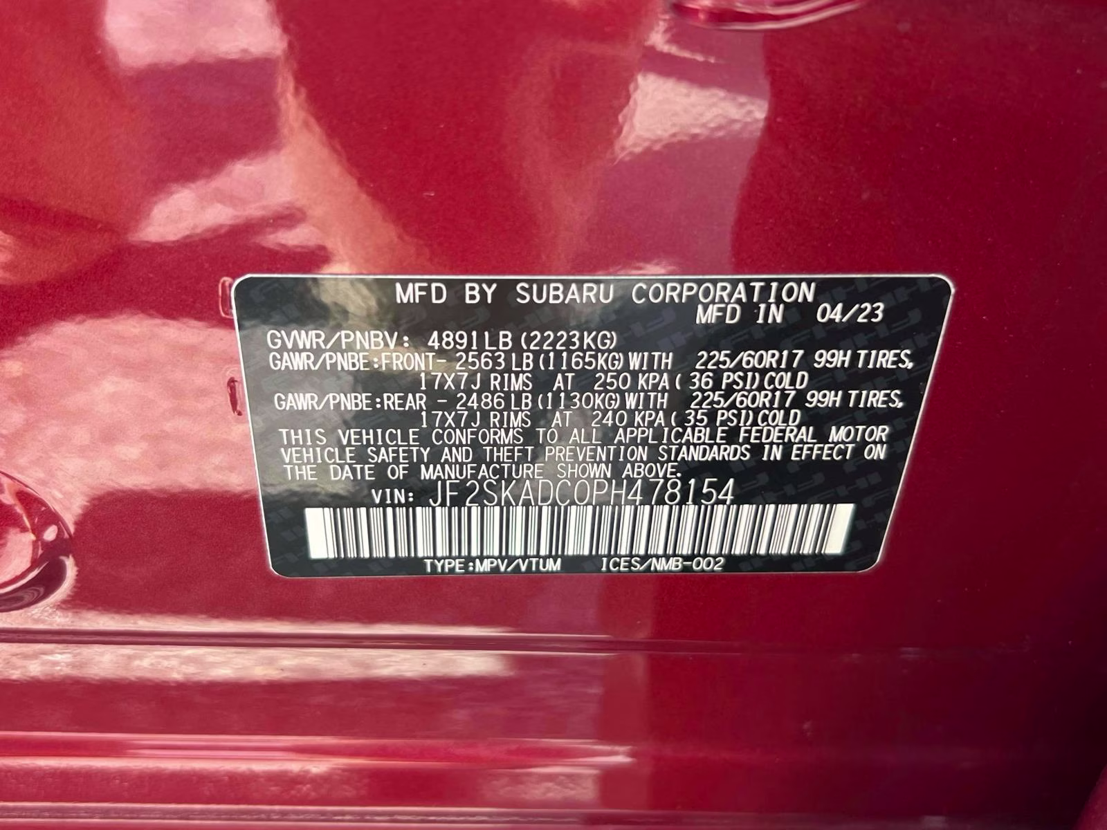 2023 Red Subaru Forester Premium CVT AWD SUV