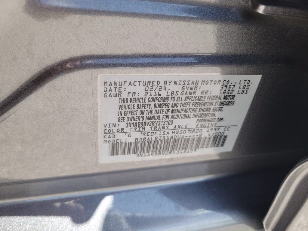 2024 Gun Metallic Nissan Sentra S FWD Sedan