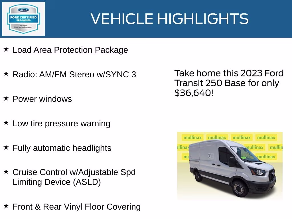 2023 Oxford White Ford Transit-250 Base RWD Van