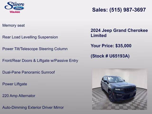 2024 Diamond Black Crystal Pearlcoat Jeep Grand Cherokee Limited 4X4 SUV