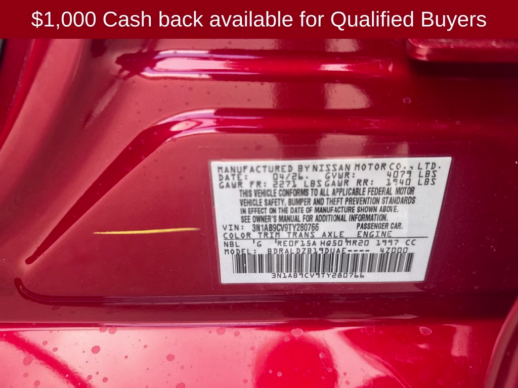 2026 Scarlet Ember Tintcoat Nissan Sentra SV FWD Sedan