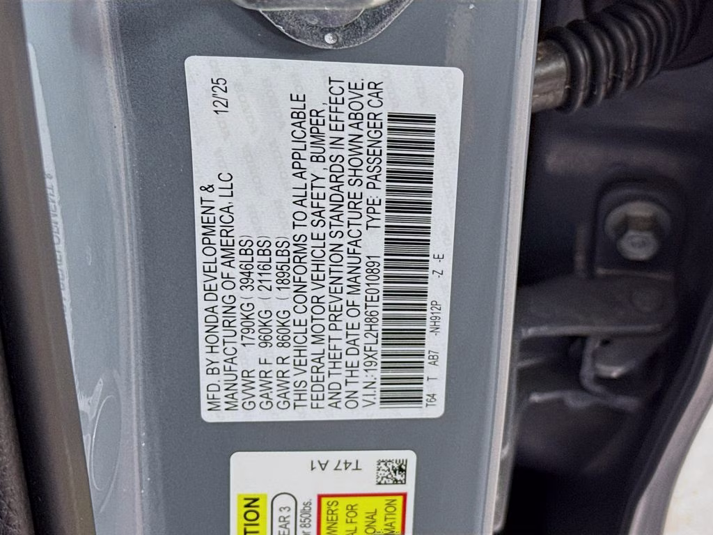 2026 Urban Gray Pearl Honda Civic Sport FWD Hatchback