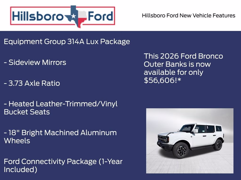 2026 Oxford White Ford Bronco Outer Banks 4X4 SUV