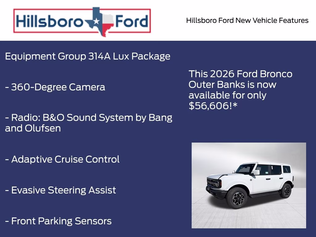 2026 Oxford White Ford Bronco Outer Banks 4X4 SUV