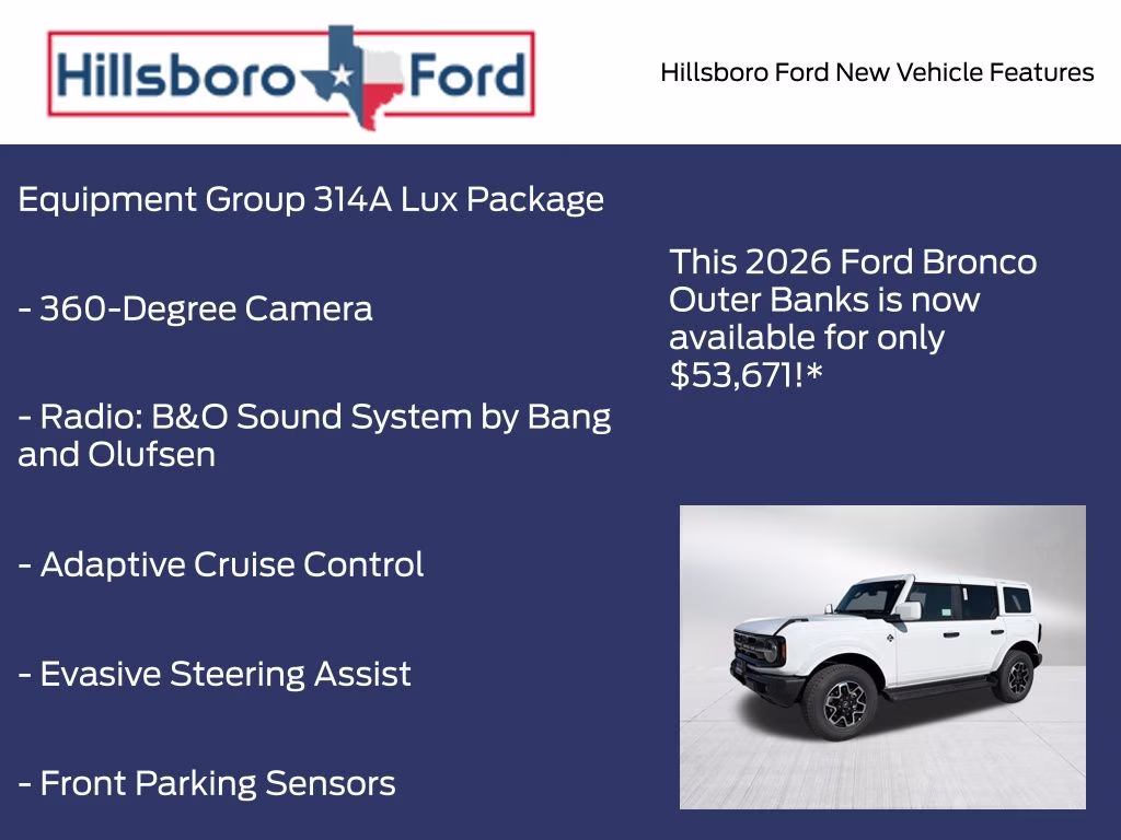 2026 Oxford White Ford Bronco Outer Banks 4X4 SUV