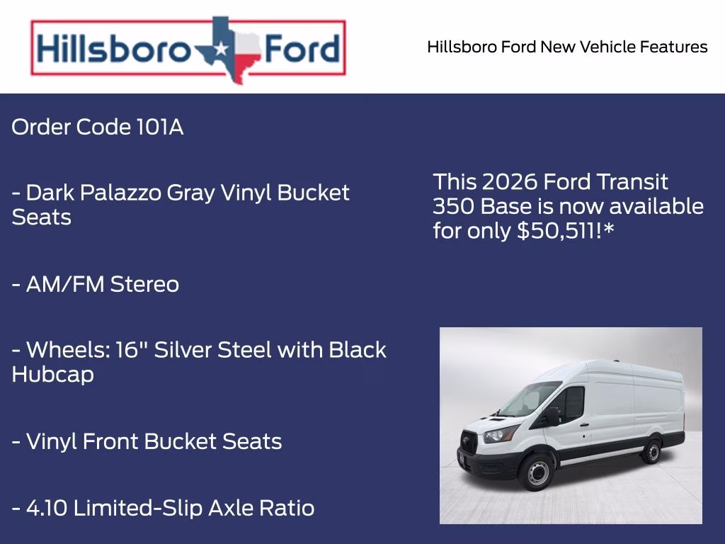2026 Oxford White Ford Transit-350 Base RWD Van