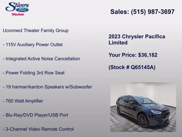 2023 Fathom Blue Pearlcoat Chrysler Pacifica Limited AWD Van