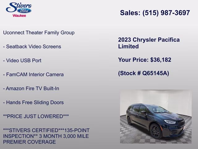 2023 Fathom Blue Pearlcoat Chrysler Pacifica Limited AWD Van