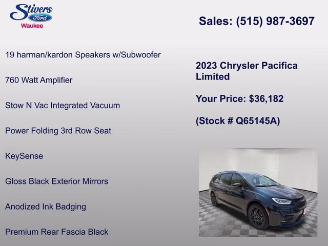 2023 Fathom Blue Pearlcoat Chrysler Pacifica Limited AWD Van