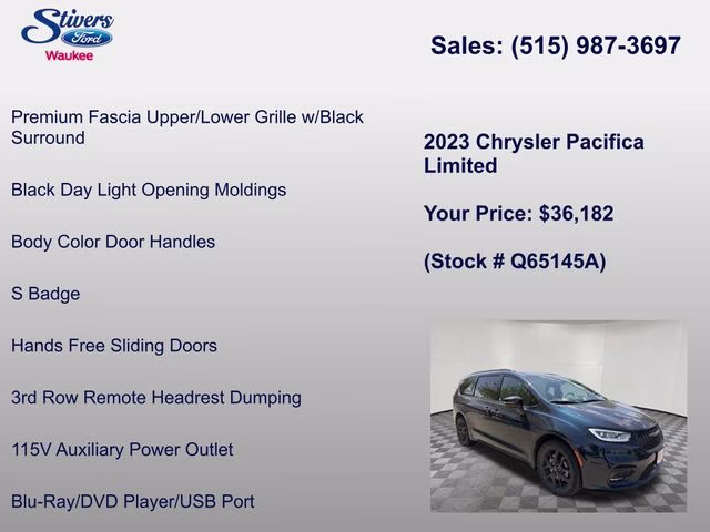2023 Fathom Blue Pearlcoat Chrysler Pacifica Limited AWD Van