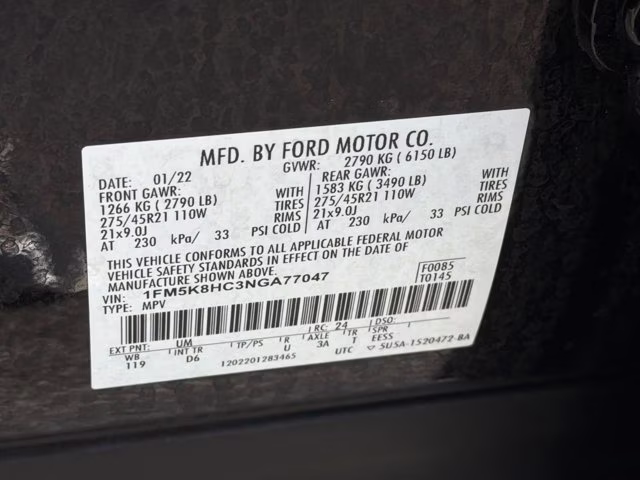 2022 Agate Black Metallic Ford Explorer Platinum 4X4 SUV