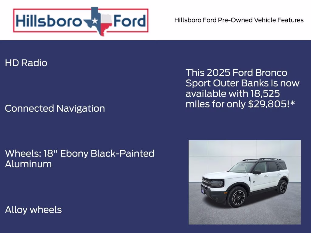 2025 Oxford White Ford Bronco Sport Outer Banks 4X4 SUV
