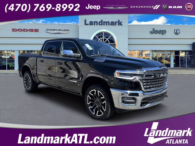 2025 Diamond Black Crystal Pearlcoat Ram 1500 Longhorn 4X4 Truck