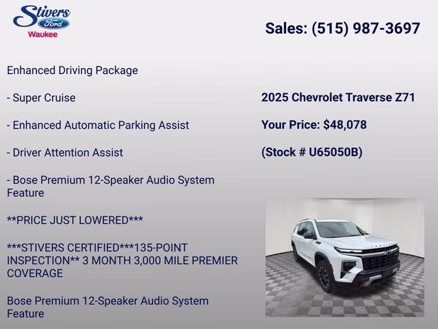 2025 Iridescent Pearl Tricoat Chevrolet Traverse Z71 AWD SUV