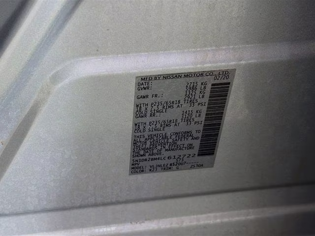 2020 Brilliant Silver Metallic Nissan Pathfinder SV 4X4 SUV