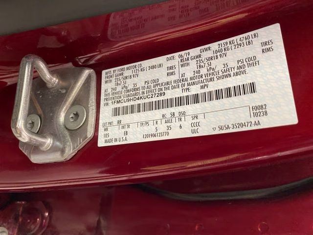 2019 Ruby Red Metallic Ford Escape SEL 4X4 SUV