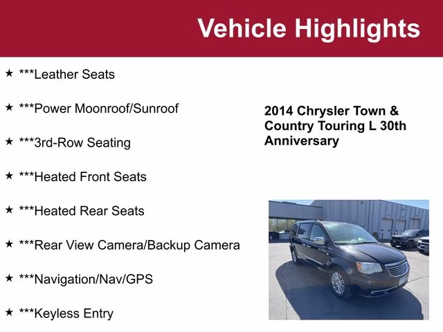 2014 Mocha Java Pearlcoat Chrysler Town & Country Touring-L FWD Van