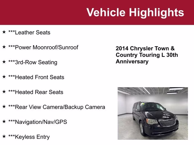 Used 2014 Chrysler Town & Country Touring-L with VIN 2C4RC1CG5ER303477 for sale in Waite Park, Minnesota