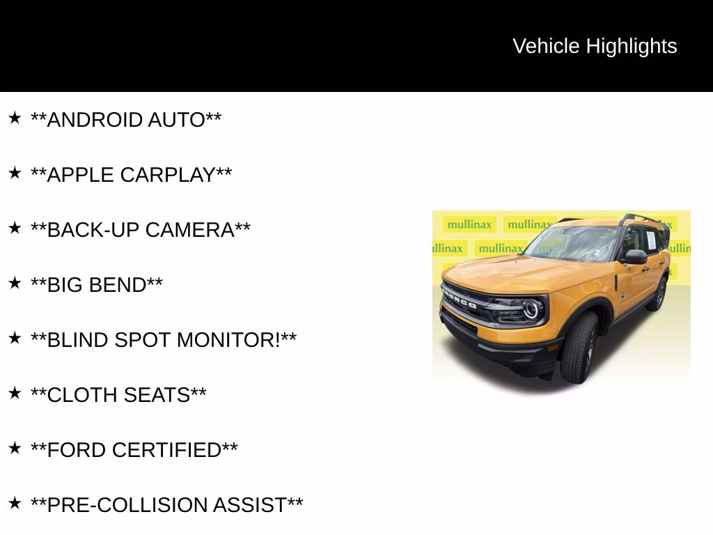 2023 Orange Metallic Ford Bronco Sport Big Bend 4X4 SUV