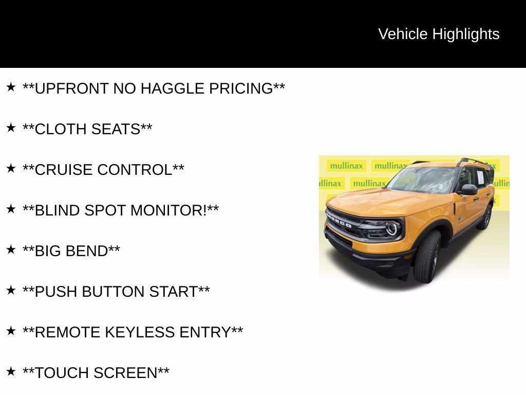 2023 Orange Metallic Ford Bronco Sport Big Bend 4X4 SUV