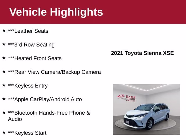 2021 Super White Toyota Sienna XSE AWD Van