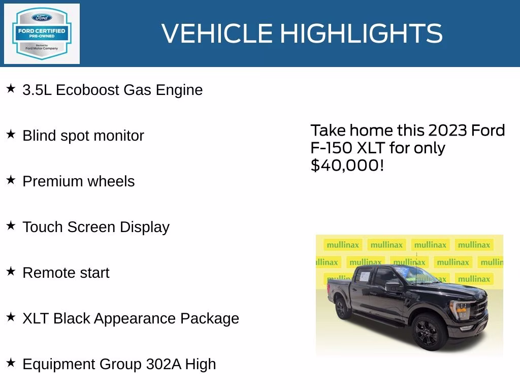 2023 Agate Black Metallic Ford F-150 XLT 4X4 Truck