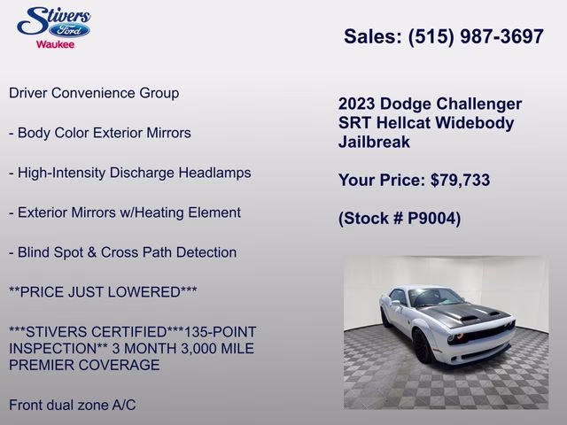 2023 White Knuckle Clearcoat Dodge Challenger SRT Hellcat Widebody RWD Coupe