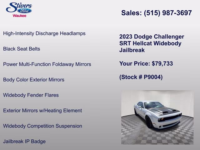 2023 White Knuckle Clearcoat Dodge Challenger SRT Hellcat Widebody RWD Coupe