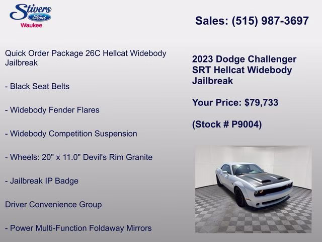 2023 White Knuckle Clearcoat Dodge Challenger SRT Hellcat Widebody RWD Coupe