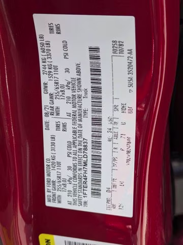 2021 Red Metallic Ford Ranger XLT 4X4 Truck