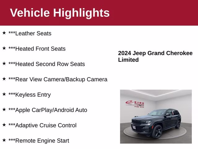2024 Diamond Black Crystal Pearlcoat Jeep Grand Cherokee Limited 4X4 SUV