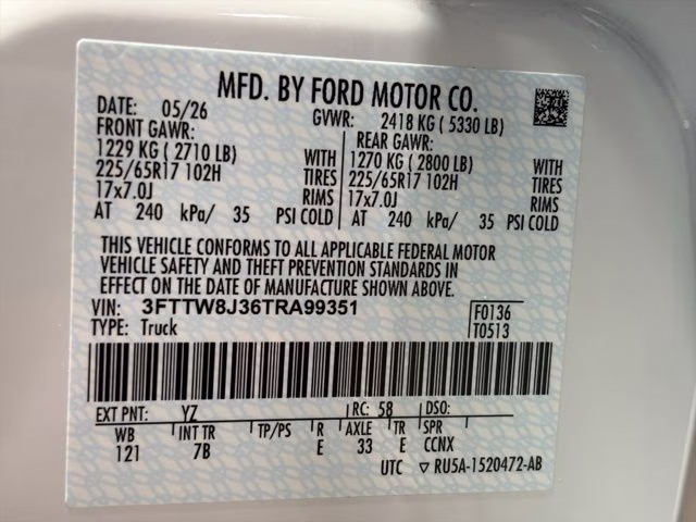 2026 Oxford White Ford Maverick XLT AWD Truck