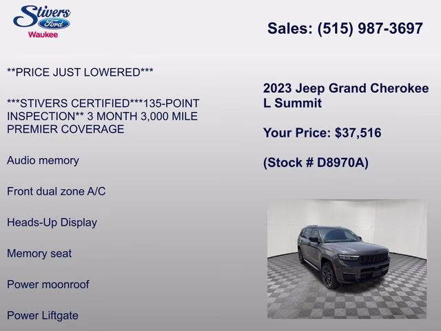 2023 Baltic Gray Metallic Clearcoat Jeep Grand Cherokee L Summit 4X4 SUV